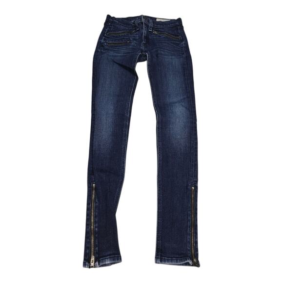Rag & Bone Skinny Cropped Low Rise Blue Jeans with Zippers Kensington 25 - Picture 5 of 9